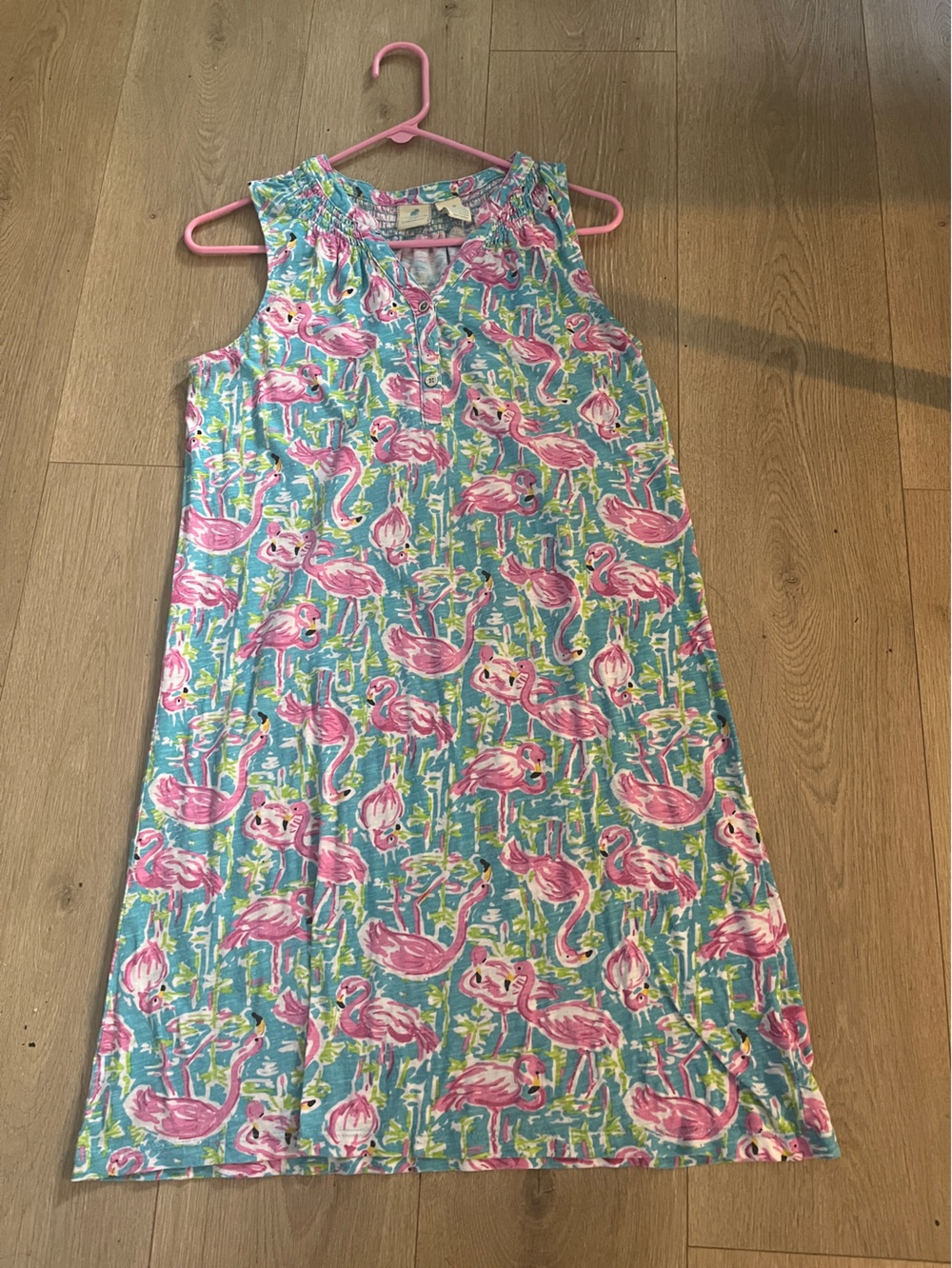 Caribbean Joe Flamingo Tropical Shift Dress Medium | Pink Blue Sleeveless Beach - Picture 8 of 16